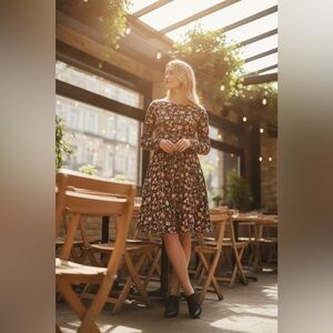 Boden Dark Floral Midi Dress